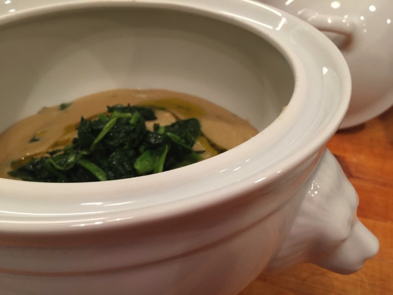 Zuppa di ceci (in scatola) e cime di rapa (congelate)